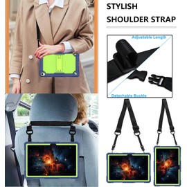 Doemoil Case for Onn 8 inch Gen 4 Tablet Case (2024 Model) 100135923 Heavy Duty Built in Stand Hard Back Shell Protective Case with Screen Protector for Onn 8 inch Gen 4 Tablet (Navy Blue/Green/1 PC)