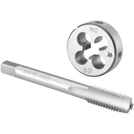 Burkit M10 X 1.5 Tap and Die Set Left Hand, M10 x 1.5 Machine Thread Tap and Round Die