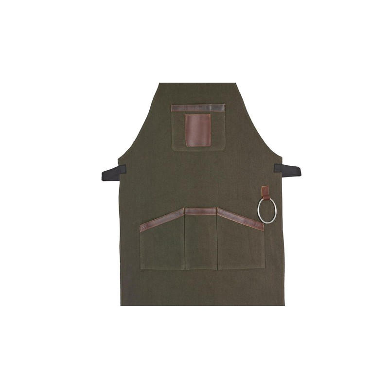 Top Grain Leather Canvas Apron Butcher Apron - Woodwork Apron