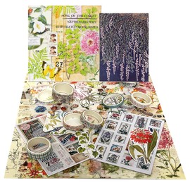 Chuchengio 354Pcs Aesthetic Scrapbook Paper Stickers Supplies Kit,Forest Decoupage Paper for Scrapbooking Journaling Supplies，Bullet Journal Kit with Journal Vintage Stickers