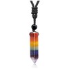 JSDDE 7 Chakra Pendant Necklace Natural Stone Hexagonal Column Cone