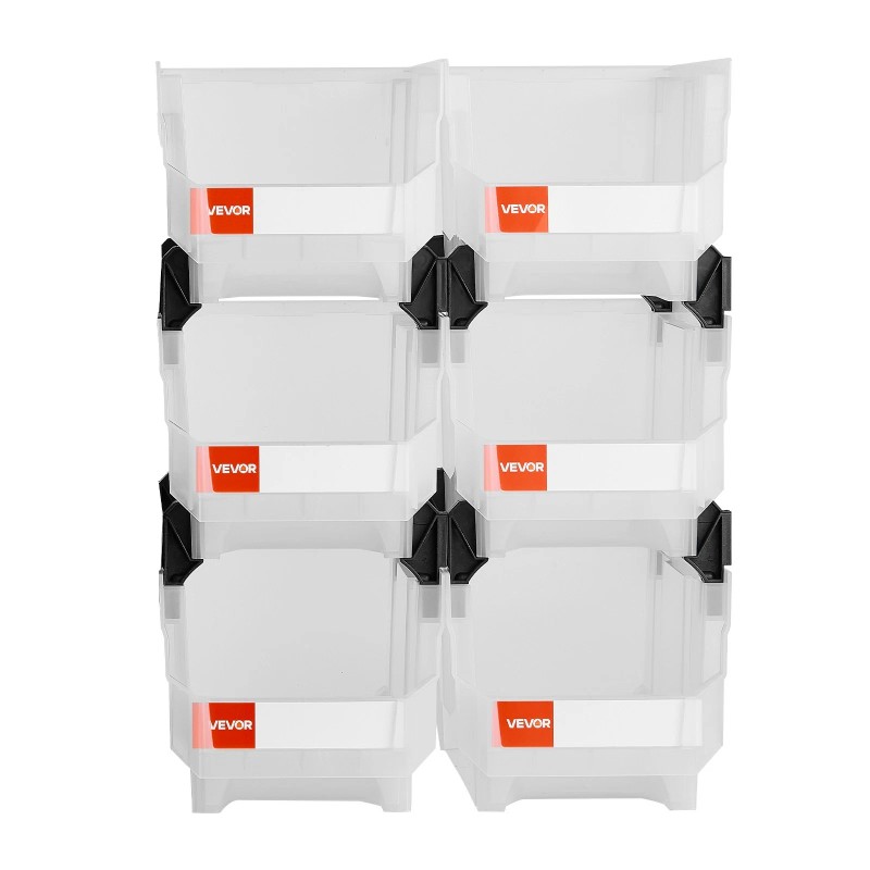 VEVOR Plastic Stackable Storage Bins 6 pcs Garage Organizer Bins