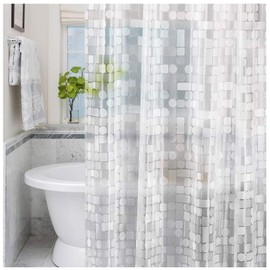 LEMON CLOUD Shower Curtain, PEVA Waterproof and Mould Resistant, Weighted Hem Bathroom Curtains with 3 Magnets and 12 White Plastic Hooks, Geometric - (240x200CM/94 W x 78" L)