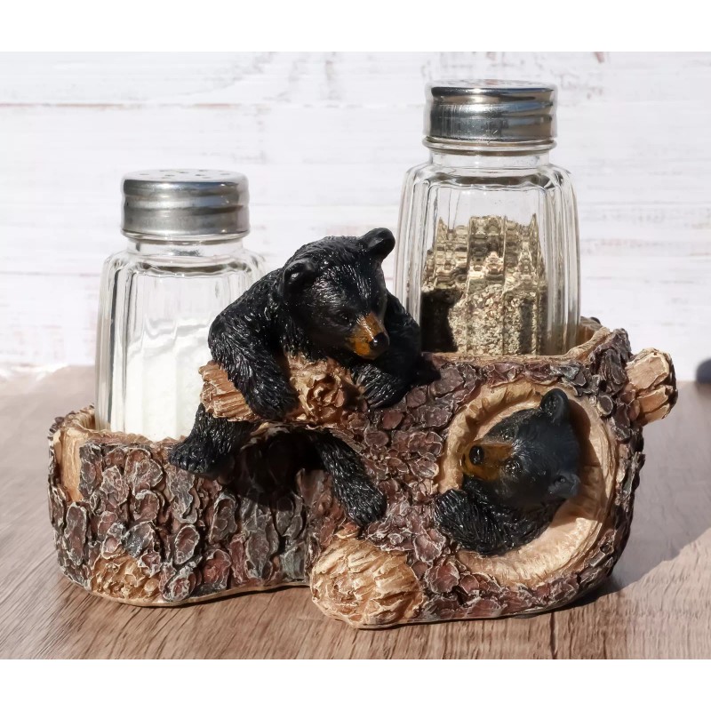 Ebros Gift Rustic Forest 2 Black Bear Cubs Playing By