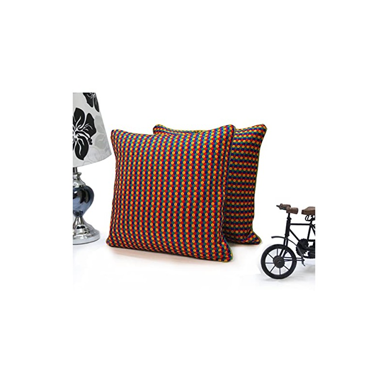 the purple tree Embroidered Polyester Blend 16x16-inch Cushion Covers (Green)