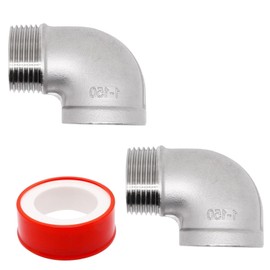 SWZHAI 2PCS 90 Degree Elbow 1" NPT Male x 1" NPT Female Street Elbow 304 Stainless Steel Pipe Fittings Male to Female Threaded Coupler