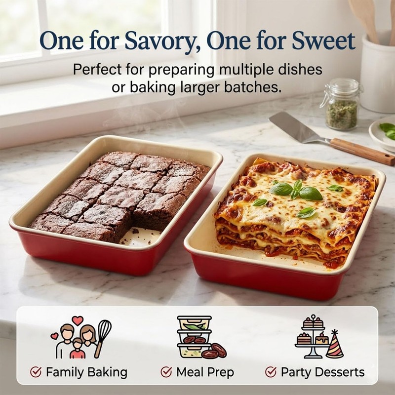 Proigtz 9x13 Inch Baking Pan 2 Pack, Heavy Duty Nonstick