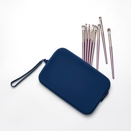 WHHJM Large Silicone Multifunctional Essential Bag Portable Travel Makeup Bag for Women Men Cards Cash Bag Zipper Pouch (Blue)