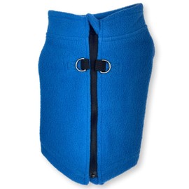 Cara Mia Dogwear Dog Fleece Zip Back Harness Vest Jumper Sweater Coat for SMALL BREED Dogs (Medium, Royal Blue)