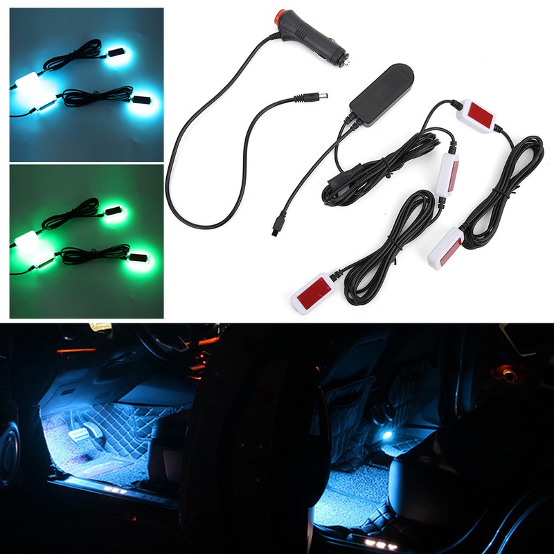 4‑In‑1 5V/12V Car Interior Ambient Light 7 Colors Adjustable Voice