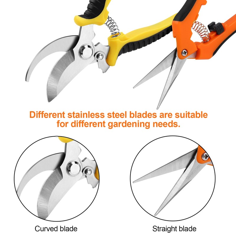 Oligei 2 Pack Stainless Steel Pruning Shears, Garden Shears, Garden