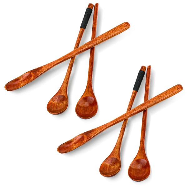 6 PCS Long Handle Wooden Coffee Spoons, Small Wooden Spoons