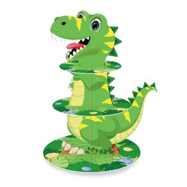 Dinosaur Cupcake Stand for 24 Cupcakes 3 Animal Cupcake Stand Cartoon Dinosaur Themed Party Supplies Cupcake Display Holder for Birthday Party, Baby Shower, Party