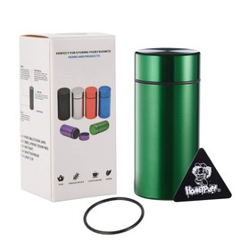 Honeypuff Smell Proof Jar, Portable Airtight Storage Container With Silicone Ring, 42ml Multi-Use Aluminum Stash Bottle for Coffee, Herb & Spice Keep Fresh(Green)