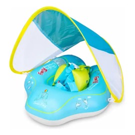 Flotador Bebé Con Techo Parasol Inflable Piscina Seguro                                                                                               