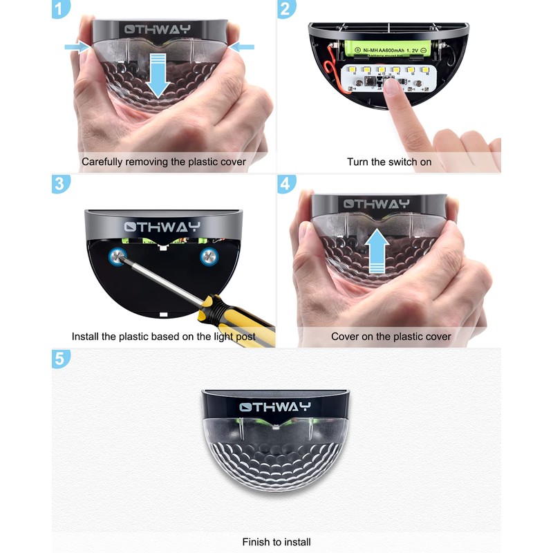 OTHWAY Solar Fence Post Lights Wall Mount Decorative Deck Lighting