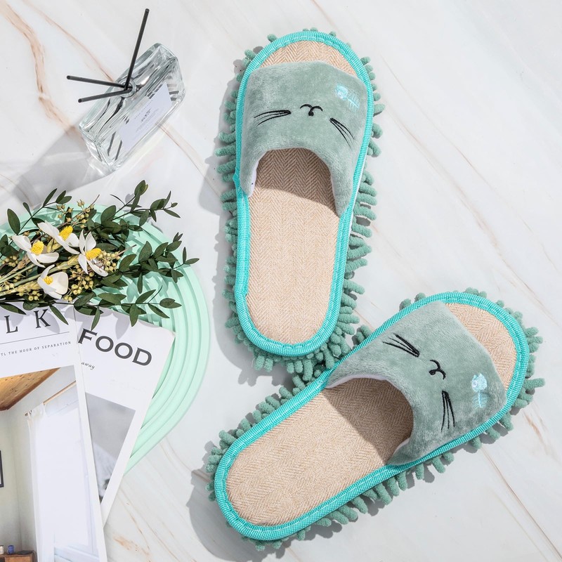 HooLing 2 Pairs Mop Slippers Microfiber Cleaning Dusting Unisex House