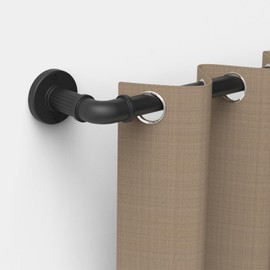 GCurtain Industrial Curtain Rods, 48-84 Inch, 1 Inch Diameter, Wrap Around Curved Shower Curtain Rods for Indoor and Outdoor, Modern Contemporary Design, Matte Black A