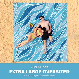 Famstar Beach Blanket Oversized Extra Large 78" X 81",Waterproof Sandproof Beach Blanket 1-7 Adults Lightweight Durable for Travel Camping Hiking Picnic