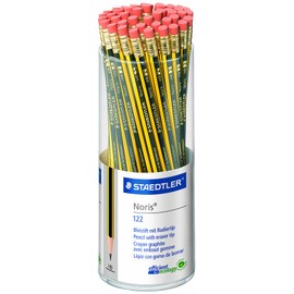 Staedtler Noris 122 HB Pencil with Eraser Tip (Pack of 50)