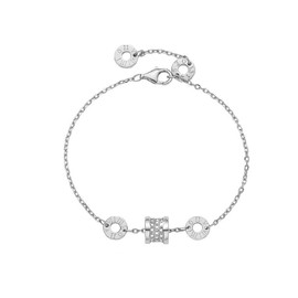 TOFBS Bracelet for Women Ladies S925 Silver Roman Numerals Cubic Zirconia Rose Gold-Plated Crystal Adjustable Dainty Classic Friendship Bracelet Fashion Jewellery Gift, Metal