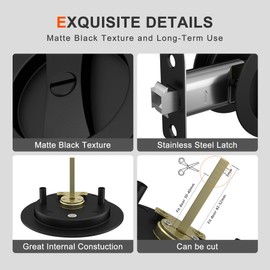 Haidms Pocket Door Lock 3 Pack, Matte Black Pocket Door Handle, Square Black Pocket Door Hardware, Matte Black Pocket Door Lock
