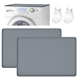 2Pack Washer and Dryer Covers for the Top with 2 Laundry Detergent Cup Holder,23.6"x19.7" Silicone Dryer Top Protector Mat Non-slip Dustproof Washing Machine Cover Protector Top for Laundry & Kitchen