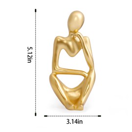 INNOLITES Resin Statue Thinker Style Decoration Abstract Sculptures Collectible Figurines for Home Decor Modern Office Shelf Desktop（Gold-Right