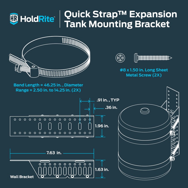 HoldRite QuickStrap Universal Expansion Tank Water Heater Wall Mounting Bracket,