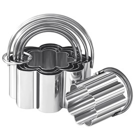 ALLTOP Scalloped Biscuit Cutters with Handle, Stainless Steel Cookie Cutter, Professional Baking Essential Tool for Pastry, Scone, Donut-Flower Shaped