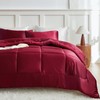 MR&HM Full Size Comforter Set Burgundy, Reversible Satin Microfiber Comforter