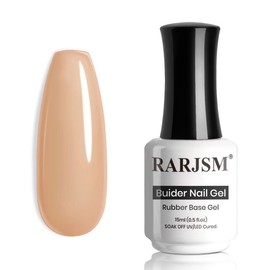RARJSM Nude Rubber Base Gel Peach Apricot Pink Natural Color Extend Sheer Jelly Rubber Base Coat Gel Nail Polish Gel Builder 15ml Soak Off LED UV Curing Requires Salon Home DIY Use French Manicure