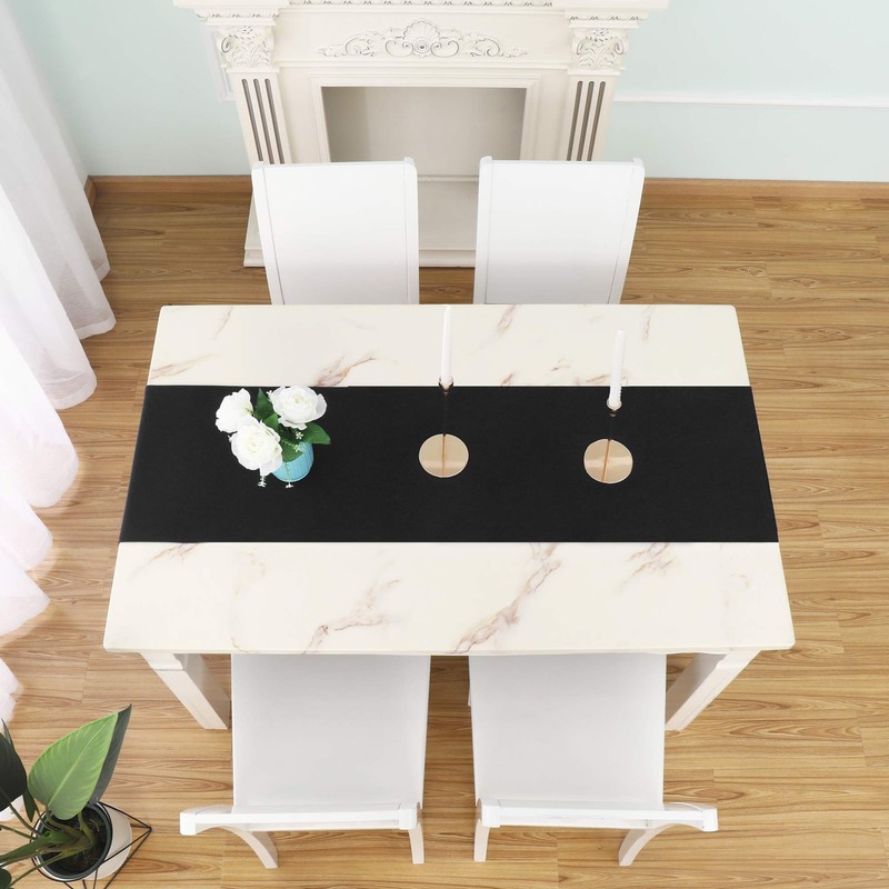 DUALIFE 2PCS Black Table Runner Handcrafted Table Cloth Table Runners