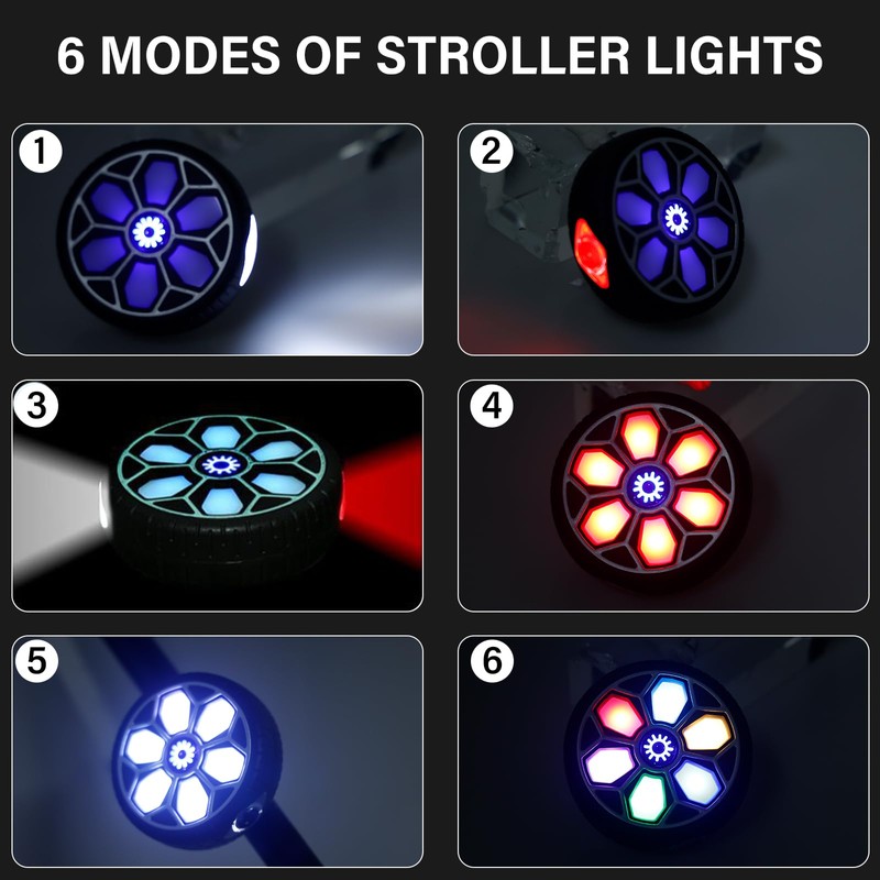 Pack of 2 Pushchair Light, LED Waterproof Pram Lighting with