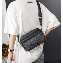 Hjkiopc Men's Small Shoulder Bag,Multi Pocket CrossBody Bags,Messenger Shoulder Bag,Waterproof and Lightweight Satchel Bag for Daily Use in Work and Travel. (Black-2)