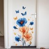 Blue Flower Wall Decals Peel and Stick Gold Peony Floral