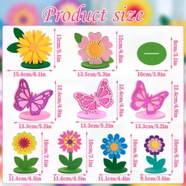 PAPER JAZZ 18 PCS Flower Butterfly Felt Table Centerpieces Spring Home Decoration Wildflower Party Decorations for Office Spring Decor Tables Sign Flower for Birthday Party Baby Shower.