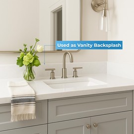 Threshold.shop Bathroom Vanity Sink Backsplash and Sidesplash (Super White Engineered Marble, 4" x 22")
