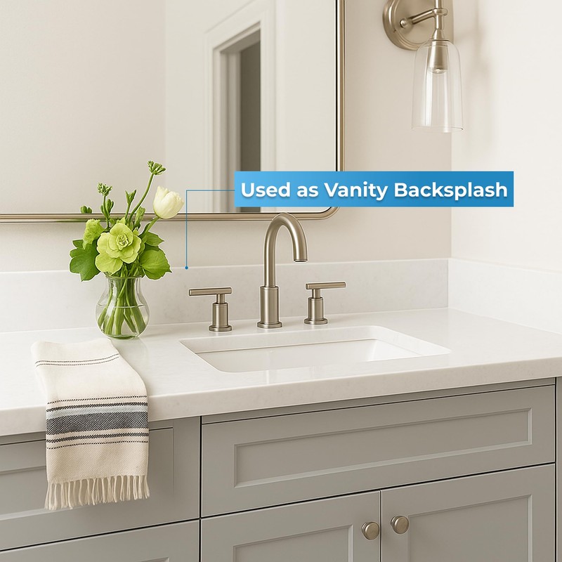 Threshold.shop Bathroom Vanity Sink Backsplash and Sidesplash (Super White Engineered