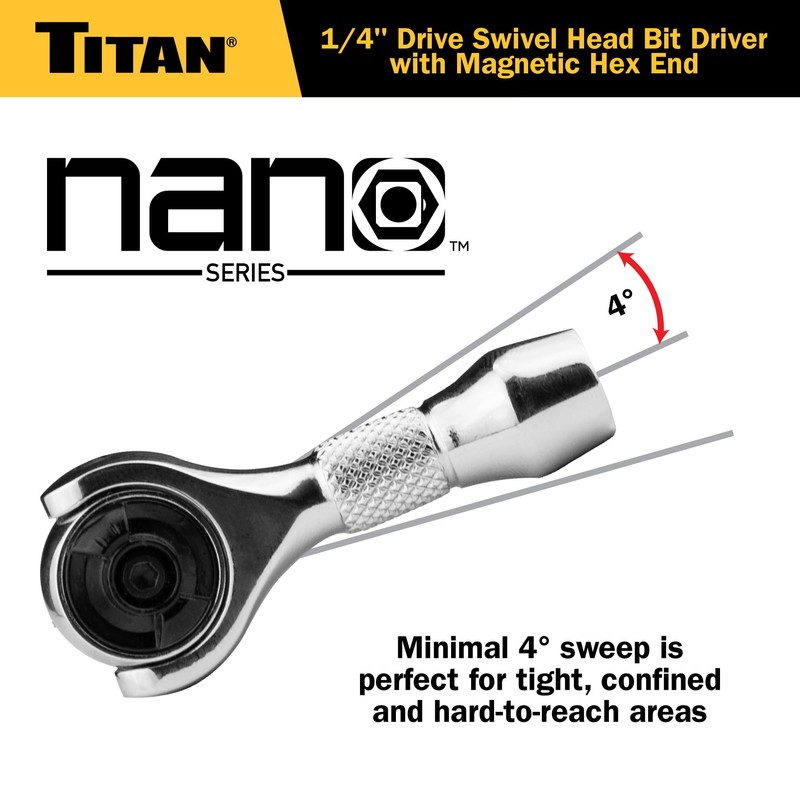 Titan 11340 1/4-Inch Drive x 2-1/4-Inch 90-Tooth Swivel Head Nano