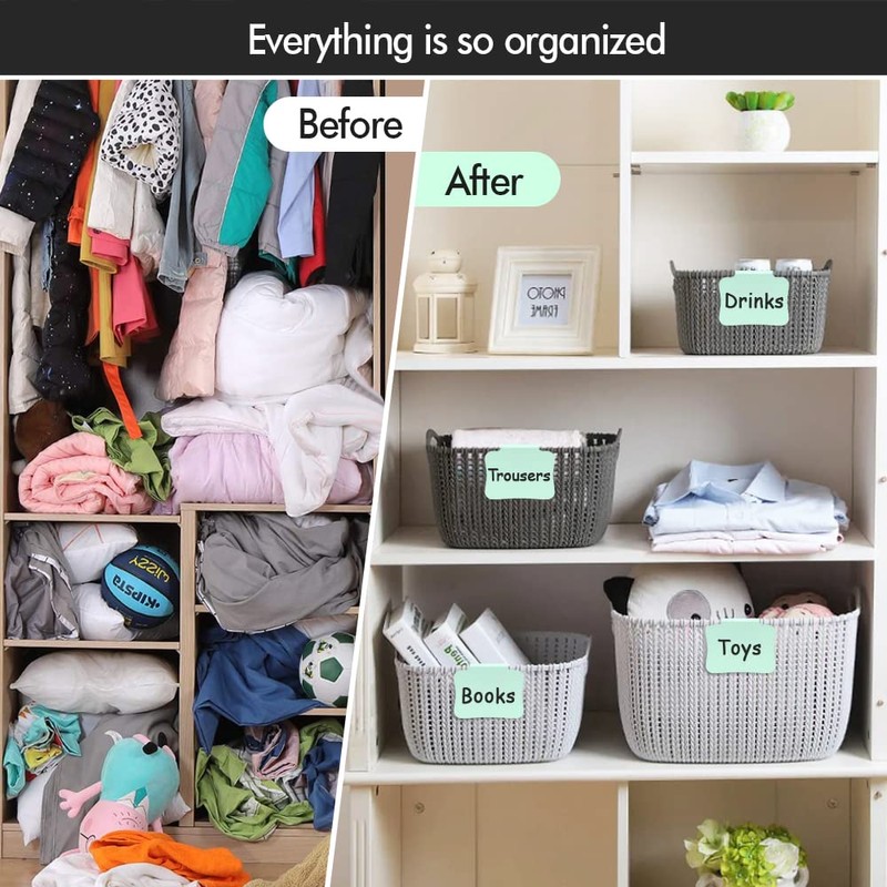 12PCS Basket Labels Clip On for Storage Bins, Removable &