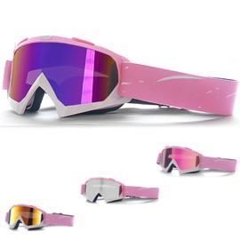 DONGZQAN Otg Women's Ski Goggles Pink Ski Goggles Glasses Wearers Women's Unisex Ski Goggles with Foam Padding, Suitable for Outdoor Sports (A)
