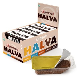Organic OhGoodness! Honey Halva - Case Of 12 - Only THREE Simple Ingredients, Melt-in-Mouth Snack & Dessert, Honey Sweetened Treat Paleo Approved - (Honey - Dark Chocolate) 75g Each