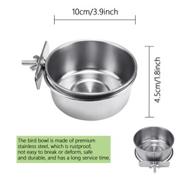 2 Pcs Bird Food Bowl with Clamp, Durable Bird Bowls for Cage, Bird Water Bowl for Bird Parrot Cockatiel Conure Budgies Parakeet Small Animal