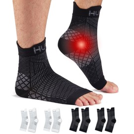HUEGLO Plantar Fasciitis Socks Orthopaedic Compression Socks Neuropathy Ankle Brace Arthritis Achilles Tendon Bandage Plantar Fasciitis Foot Bandage Ankle Sports 4 Pairs