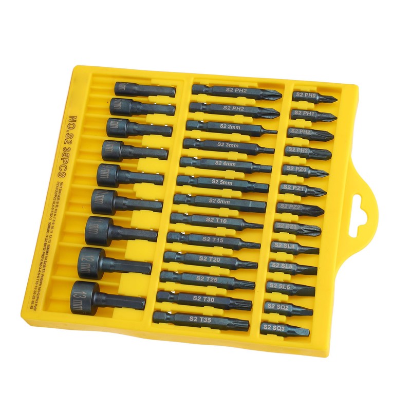 35Pcs Screwdriver Bit Set Magnetic S2 Steel 1/4in Hex Shank