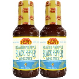 Country Bob's Roasted Pineapple & Black Pepper Wing Sauce - Sweet & Peppery, Made with Premium Ingredients, Ideal for Wings, 18oz (Pack of 2)