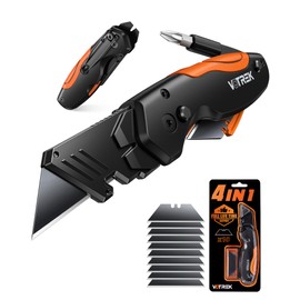 VOTREK 【4-in-1】 Multitool Folding Utility Knife Box Cutter, Navajas para Trabajo, Quick-Change Knife, 【Belt Clip】【Blade Storage】, Gifts for Fathers Dad Papa, Extra 10 SK5 Blades Included