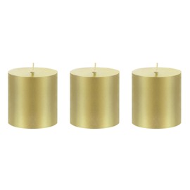 Mega Candles 3 pcs Unscented Gold Round Pillar Candle, Hand Poured Premium Wax Candles 3 Inch x 3 Inch, Home Décor, Wedding Receptions, Baby Showers, Birthdays, Celebrations, Party Favors & More