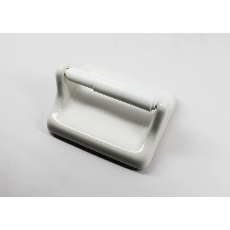 Tenedos Glazed Ceramic Bathroom Toilet Paper Holder Accessory White Wall